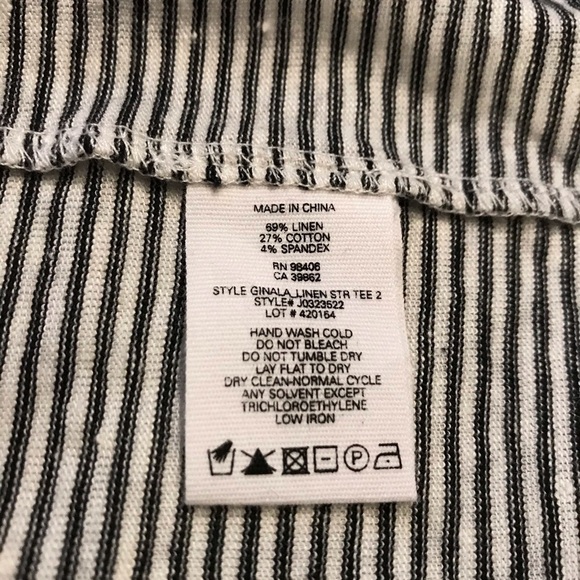 Theory Ginala Linen Striped Top Black&White Small - Picture 5 of 6